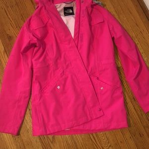 The north face bright pink rain jacket size M